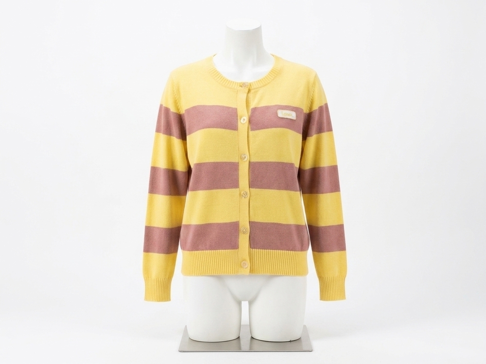 NEW KERRI ROSENTHAL women's marina stripe cardigan in citron and rose